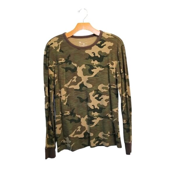 GAP Camo Green Long Sleeve Henley T-Shirt Size M 4 0242 - Picture 4 of 4